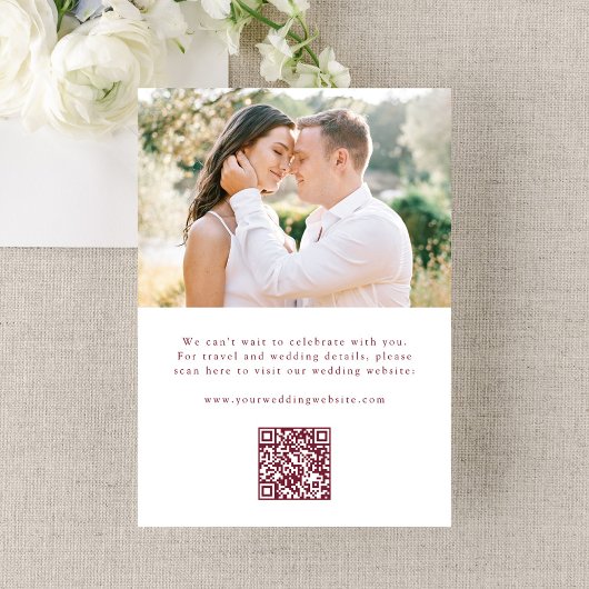 Elegant Burgundy Ornate Frame QR Code Wedding セーブザデート