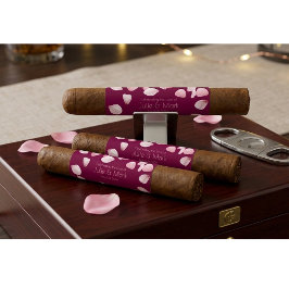 Elegant Burgundy Petals Wedding Custom Cigar Wrap ラベル