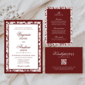 Elegant Burgundy Photo Luxury Old Money Wedding 招待状