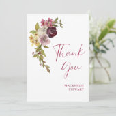 Elegant Burgundy Pink Floral 40th Birthday サンキューカード (スタンド正面)