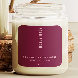 Elegant Burgundy Pink Minimal Jar Packaging Candle スクエアシール