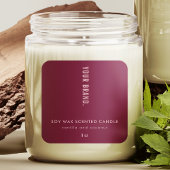 Elegant Burgundy Pink Minimal Jar Packaging Candle スクエアシール