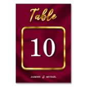 Elegant Burgundy Red and Gold Boho Chic Wedding   テーブルナンバー (正面)