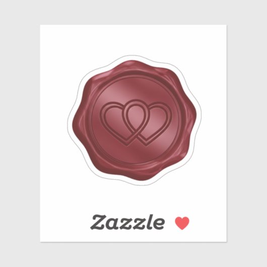 Elegant Burgundy Red Faux Wax Seal Heart Envelope  シール (シート)