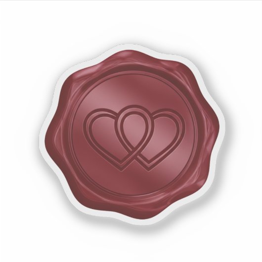 Elegant Burgundy Red Faux Wax Seal Heart Envelope  シール (正面)