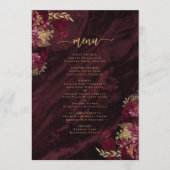 Elegant Burgundy Red Gold Floral Wedding メニュー (正面)