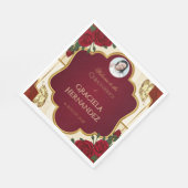 Elegant Burgundy Red & Gold Rose Quinceañera  スタンダードランチョンナプキン (角)