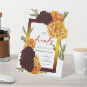 Elegant Burgundy Red  "Marigold" Open Bar Wedding 台座サイン (インサイチュ)