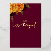 Elegant Burgundy Red  "MARIGOLD" Table Number 箔シーズンカード (正面)