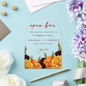 Elegant Burgundy Red  "MARIGOLD" Wedding Open Bar アクリル招待状 (インサイチュ (ウェディング))