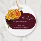 Elegant Burgundy Red "MARIGOLD" Wedding Thank You  フェイバータグ (正面)