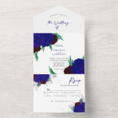 Elegant Burgundy Red Navy  Blue "MARIGOLD" Wedding オールインワン招待状 (内側)