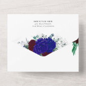 Elegant Burgundy Red Navy  Blue "MARIGOLD" Wedding オールインワン招待状 (裏面)