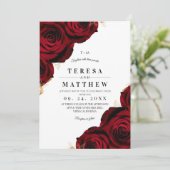 Elegant Burgundy Red Roses Floral Wedding 招待状 (スタンド正面)