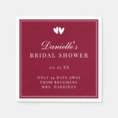 Elegant Burgundy Red Valentines Bridal Shower スタンダードカクテルナプキン (正面)