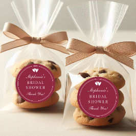 Elegant Burgundy Red Valentines Bridal Shower ラウンドシール