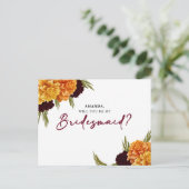 Elegant Burgundy Red Watercolor MARIGOL Bridesmaid ポストカード (スタンド正面)