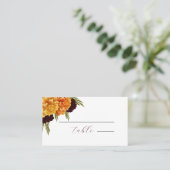 Elegant Burgundy Red Watercolor "MARIGOLD" プレイスカード (スタンド正面)