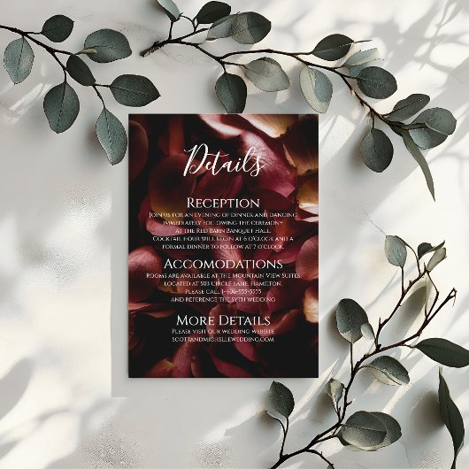 Elegant Burgundy Romantic Rose Enclosure Card エンクロージャーカード