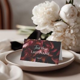 Elegant Burgundy Romantic Rose Folded Place Card プレイスカード