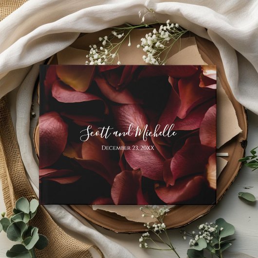 Elegant Burgundy Romantic Rose Guest Book ゲストブック