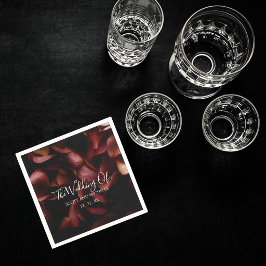 Elegant Burgundy Romantic Rose Paper Napkin スタンダードカクテルナプキン