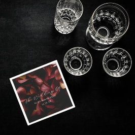 Elegant Burgundy Romantic Rose Paper Napkin スタンダードカクテルナプキン