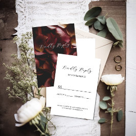 Elegant Burgundy Romantic Rose Response Card 出欠カード