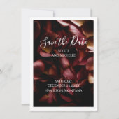 Elegant Burgundy Romantic Rose Save The Date Card セーブザデート (正面)