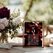 Elegant Burgundy Romantic Rose Seating Chart Card テーブルナンバー