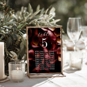 Elegant Burgundy Romantic Rose Seating Chart Card テーブルナンバー