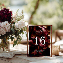 Elegant Burgundy Romantic Rose Table Number Card テーブルナンバー