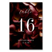 Elegant Burgundy Romantic Rose Table Number Card テーブルナンバー (正面)