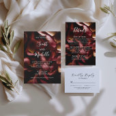Elegant Burgundy Romantic Rose Wedding Invitation 招待状