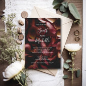 Elegant Burgundy Romantic Rose Wedding Invitation 招待状