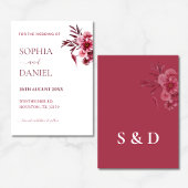 Elegant Burgundy Rose Floral Save the Date Card 招待状
