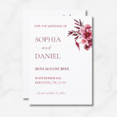 Elegant Burgundy Rose Floral  Save the Date Card  招待状