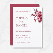 Elegant Burgundy Rose Floral Save the Date Card 招待状