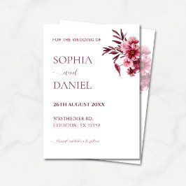 Elegant Burgundy Rose Floral  Save the Date Card  招待状