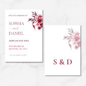 Elegant Burgundy Rose Floral  Save the Date Card  招待状