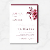 Elegant Burgundy Rose Floral Wedding Invitation  招待状