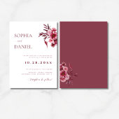 Elegant Burgundy Rose Floral Wedding Invitation  招待状