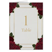 Elegant Burgundy Rose Gold Table Number Card (正面)
