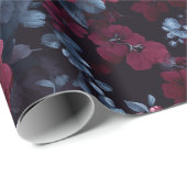 Elegant Burgundy Rose Navy Floral Pattern ラッピングペーパー (ロールコーナー)