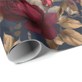 Elegant Burgundy Rose Navy Floral Pattern ラッピングペーパー (ロールコーナー)