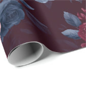 Elegant Burgundy Rose Navy Floral Pattern ラッピングペーパー (ロールコーナー)
