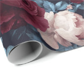 Elegant Burgundy Rose Navy Floral Pattern ラッピングペーパー (ロールコーナー)