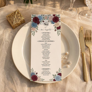 Elegant Burgundy Roses Wedding Menu メニュー