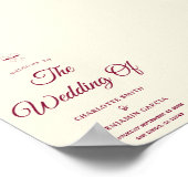 Elegant Burgundy Script Cream Ivory Bow Wedding ポスター (角)