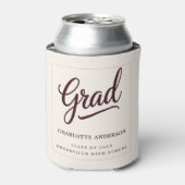 Elegant Burgundy Script Grad Can Cooler 缶クーラー (缶正面)